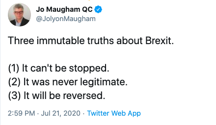 1/ The Matador de Zorros is probably right. (1) is true (it's happened already), (2) is immaterial because Parliament voted to trigger Art. 50 and we've had 2 subsequent governments elected on a Brexit manifesto. The EURef is ancient history. The interesting one is (3), which may