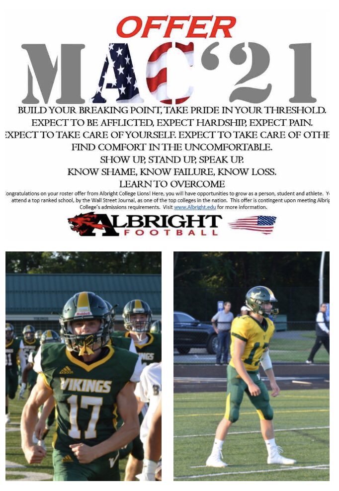 Loudoun Valley Football (@fbvikingstrong) on Twitter photo Congratulations to class of ‘21 WR/DB <a href="/mhessler17/">Matt Hessler</a> for receiving an offer from <a href="/Albright_FBall/">Albright Football</a> #earnednotgiven #keepgrinding Congratulations to class of ‘21 WR/DB <a href="/mhessler17/">Matt Hessler</a> for receiving an offer from <a href="/Albright_FBall/">Albright Football</a> #earnednotgiven #keepgrinding