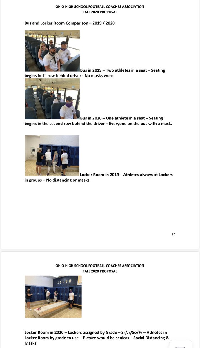 Next up: travel protocols - pictures are changes that the OHSFCA protocol has for busses & locker rooms.