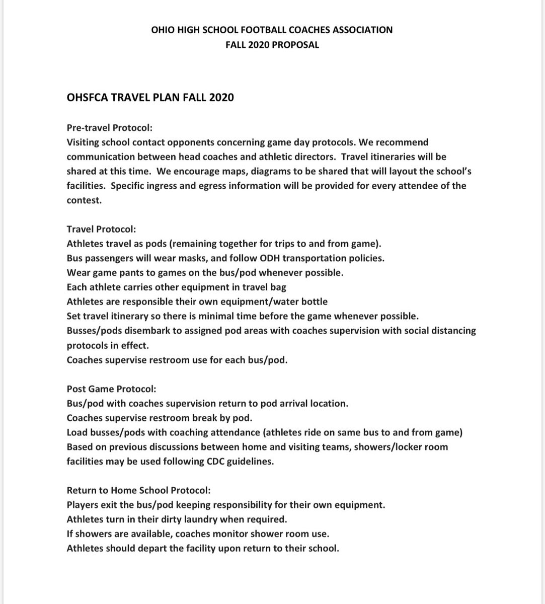 Next up: travel protocols - pictures are changes that the OHSFCA protocol has for busses & locker rooms.