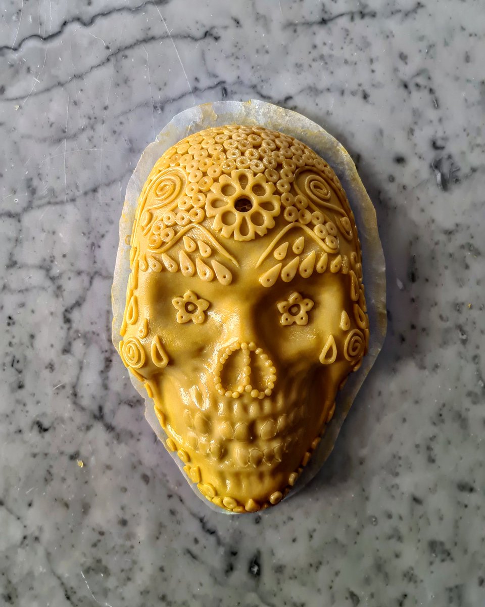 chefcalum's tweet image. Working on a new pie technique... this one is rabbit, bacon and tarragon. It's a bit scary.