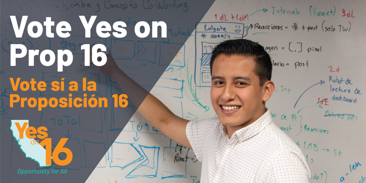 equaljustice's tweet photo. Ever since the UC Regents 1995 ban on affirmative action, our campuses have not reflected the state’s true diversity, especially amongst Latinx communities. We can fix this by restoring affirmative action with #YesOn16 https://t.co/CRxOrMOTGn
#YesOnProp16 #YesProp16 #Prop16 https://t.co/SZfaKttqfg