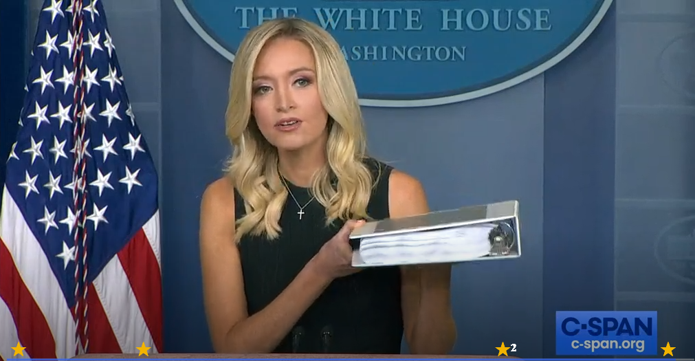 Today  @PressSec held up a binder and said: "Dr Birx for weeks has been sending out this data to governors — 400 pages of data to our governors — so that they have the best information to make the best decisions for their people in their respective states."