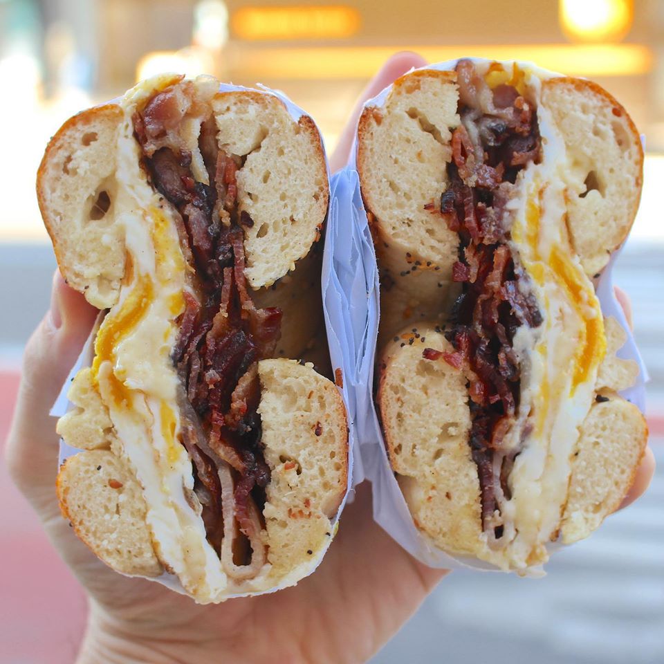 Instead of 'Bacon' in the Sun ☀ today, stop by, cool off & grab a #BaconAndEgg #Bagel #Sandwich with Extra #Bacon!