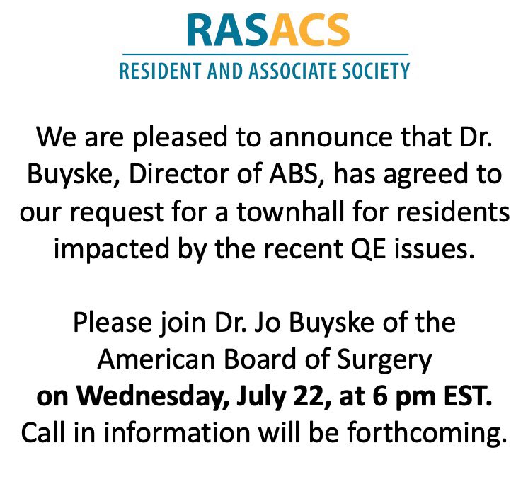 Update re: #virtualQE and our request for a Town Hall forum <a href="/AmBdSurg/">American Board of Surgery</a>