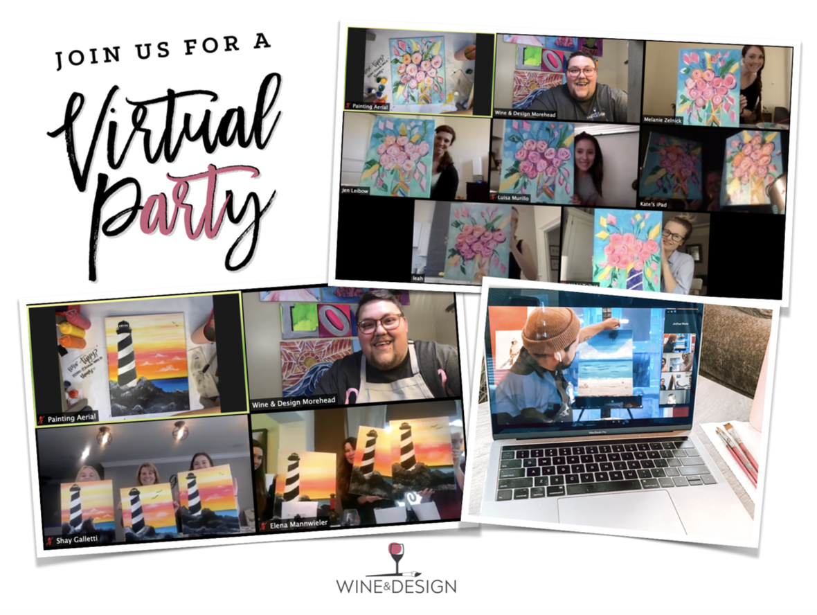 wndapex's tweet photo. Now offering VIRTUAL Paint Parties!🎨💻 Book a private event or sign-up for an upcoming event online!  https://t.co/PKTJ5fIBUe #wineanddesign #teambuildingactivities #teambuilding #teambuildingevents #wineandpaint #sipandpaint #teambuildingvirtual #apexnc https://t.co/FZcs97jAIZ