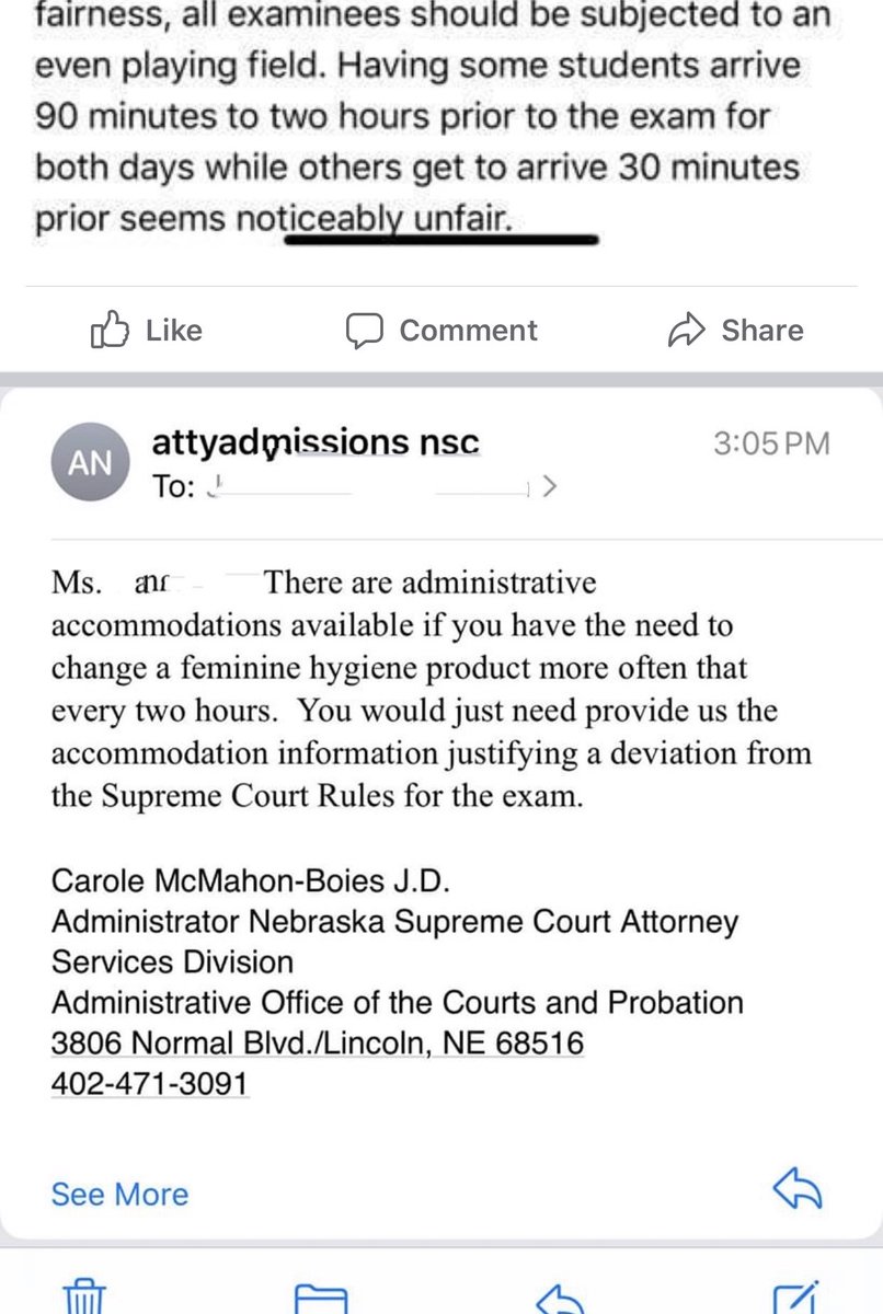 Victoria Haneman (@taxlawprof) on Twitter photo #bloodybarpocalypse #lawtwitter
The #nebarexam <a href="/nebrbar/">Nebraska State Bar</a> issued rules for exam takers today. They are checking in takers in 4 groups. Group 1 must arrive 2 hrs before exam, get checked in, sit at assigned spot for 2 hrs, and not use the RESTROOM.
(Read on!) 1/ #bloodybarpocalypse #lawtwitter
The #nebarexam <a href="/nebrbar/">Nebraska State Bar</a> issued rules for exam takers today. They are checking in takers in 4 groups. Group 1 must arrive 2 hrs before exam, get checked in, sit at assigned spot for 2 hrs, and not use the RESTROOM.
(Read on!) 1/