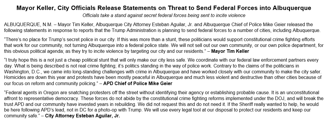 MayorKeller's tweet photo. There is no place for Trump's secret police in our city. https://t.co/wAb7iLzCfH
