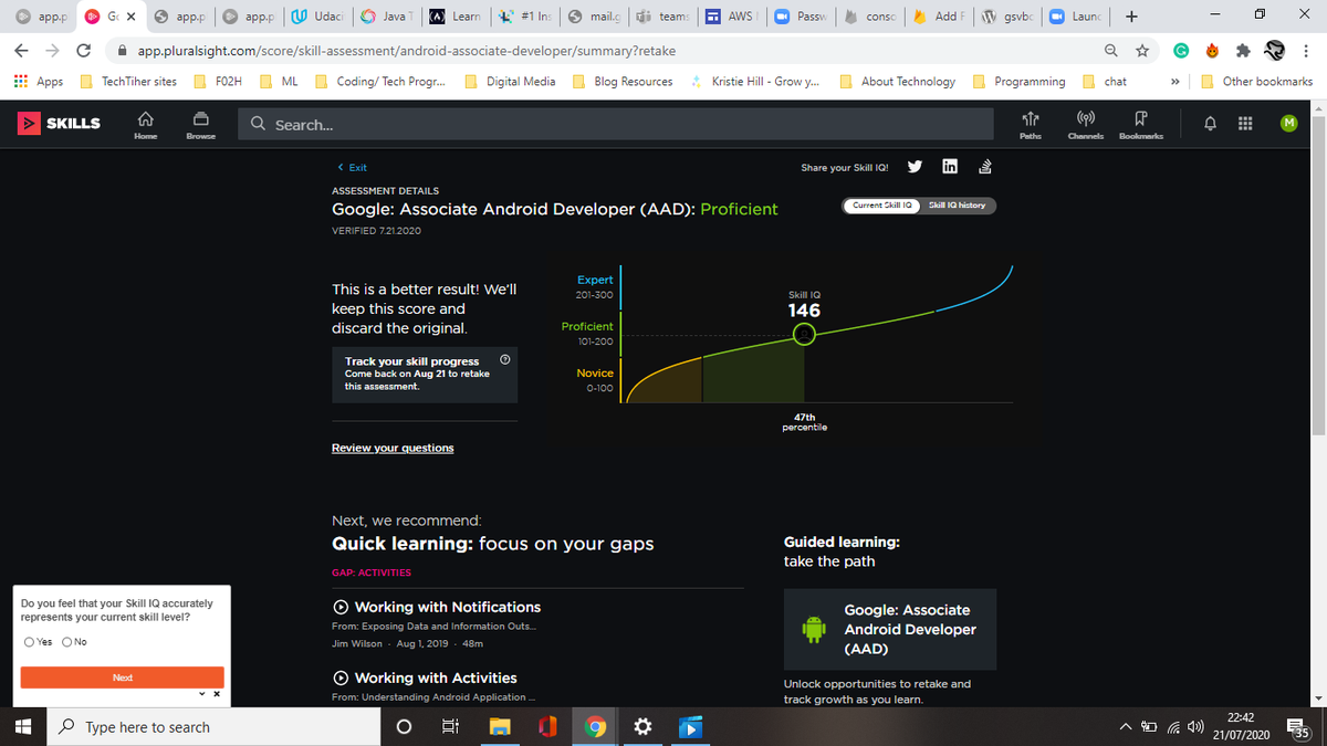 MnLikBubs's tweet photo. To God be the Glory!!! 1st time I took the Skill IQ test I got 80%. @pluralsight called me a 'Beginner'. Finally took it again now and got 146!! #soproudofme #askgadsteam #GADS2020 @andela_alc @googleafrica #100daysofgads2020 #androidstudio #100DaysOfCode #codejediintraining https://t.co/GSZ8izUIYQ