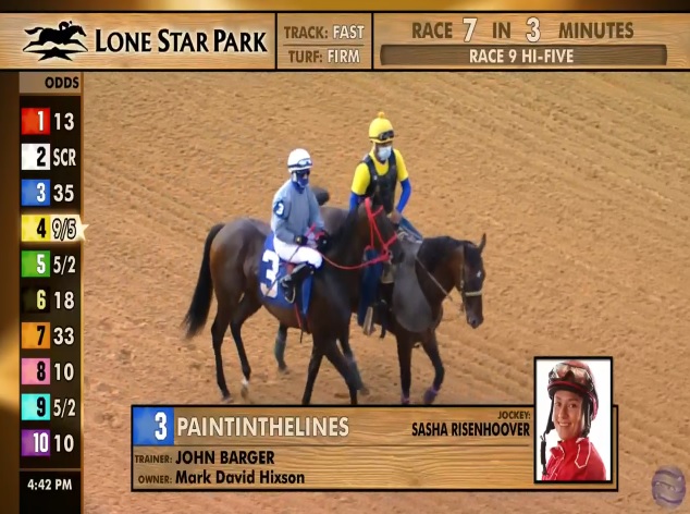 rebelsart's tweet photo. @SashaRisenhoov1 @jockeyUP Jockey Sasha Risenhoover @SashaRisenhoov1 looking like a winner every race and every day! Love the face masks! 🏇
#thefastlife #jockeylife #jockeyup #affirmedapparel #LoneStarPark https://t.co/NH6KeyAnXt