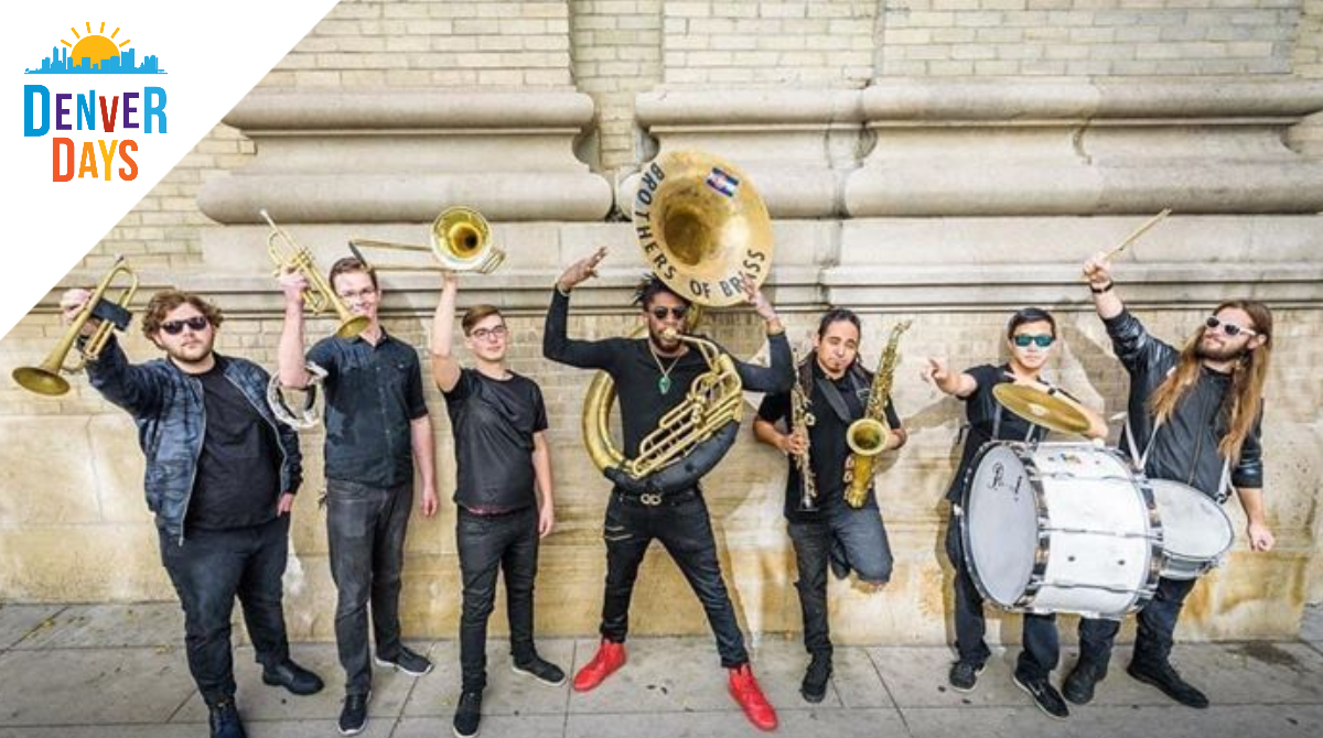 CityofDenver's tweet photo. Denver Days 2020 is Aug 1-9. No block parties this year 😷 But, the Brothers of Brass will be leading a mini-parade through your council district. Join the celebration from your yard or balcony! #DenverDays details at https://t.co/hvjPwq0Qj7 https://t.co/euKv9kxNU6