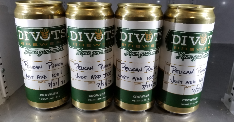 Divots_Brewing's tweet photo. Pelican Punch is now available in 32oz cans in the SandBar &amp; Grill and the Norfolk Lodge and Suites lobby. Just add ice! https://t.co/qAIlbppxwY