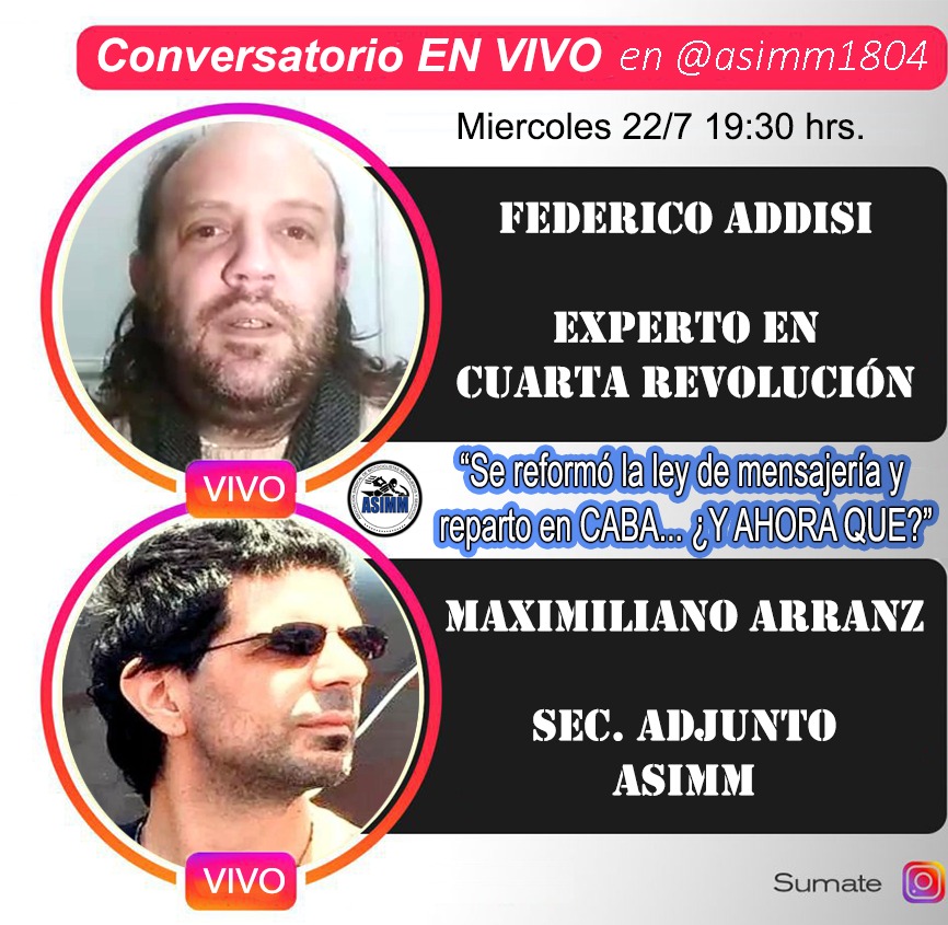 "Se reformó la ley de mensajería y reparto... ¿Y AHORA QUE?"

Mañana miércoles 22/7 19:30 horas, conversatorio en vivo en @asimm1804 (instagram)

#NoSoyMiPropioJefe
#FuturoDelTrabajo