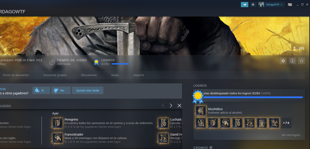 Daniii654's tweet photo. @WarhorseStudios Despues de habermelo pasado 3 veces, todas ellas disfrutando del gran juego, al fin e conseguido todos los logros del juego. Verdaderamente desafiante, sobre todo los del DLC a woman's loot. Un juego 10 super recomendado. #wantKCD #KingdomComeDeliverance https://t.co/FLcyOOtpkl