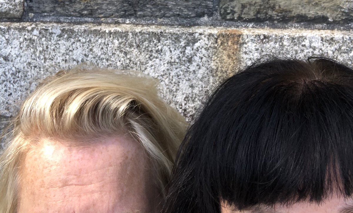 Dawn_French's tweet photo. Me n Fatty workin together all day. With multi breaks for cake &amp; chips, obvs.... https://t.co/KDCcWDi7Ku