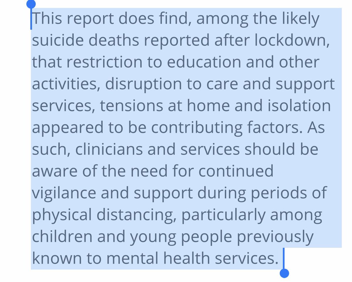 It is not just calls for help. We have seen evidence of increased suicide rates among children, espcially among the most vulnerable.