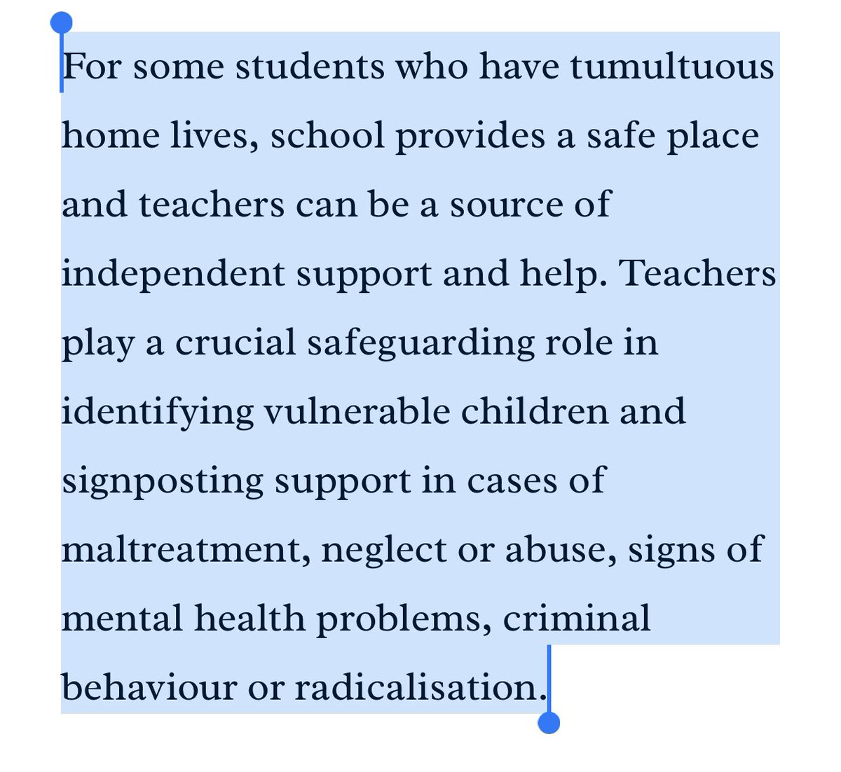 Schools also play a vital role in welfare checks. Kids are falling through the cracks that we are doing nothing but widening. One study estimated that 200k of child abuse went unreported in March & April do to shut schools.