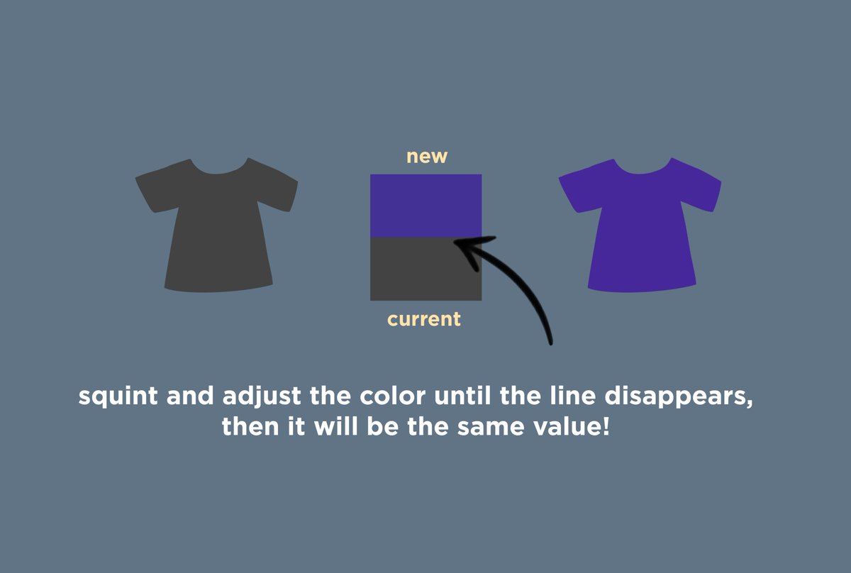 If we wanted to pick a high chroma color for this shirt, we can select the greyscale color, and then use the color picker to find a high chroma color to match. By working this way, we can get an intuitive sense of what value a color is that can be used even in oil painting.