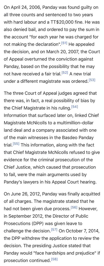 Somn I’ve noticed lately on here is alotta retroactive romanticisation of Basdeo Panday as he’s become somewhat active again, much like some in the States have done with G W BushHe’s always bin charismatic but do recall he was the 1st former T&T PM convicted of corruption