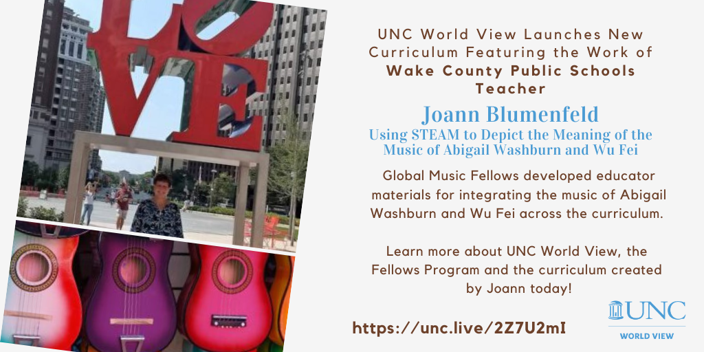 UNCWorldView's tweet photo. Congrats to our Global Music Fellows on the launch of K-14 educator materials to integrate global music across curricula. Let us introduce you to an exceptional group of NC teachers. Today, meet Joann! @WCPSS @NBroughtonHS
#WorldView2020 https://t.co/0sov6tBN4x https://t.co/6thJlSejof