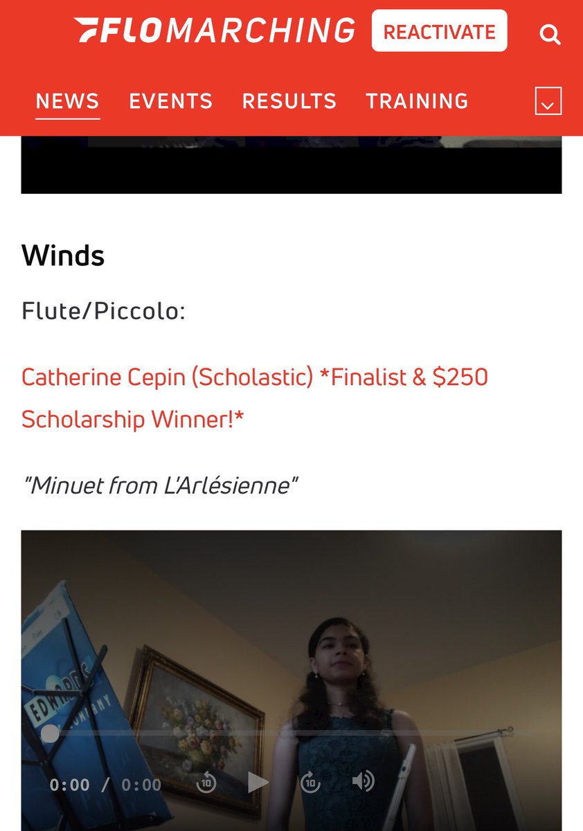 Congratulations to Catherine Cepin for being selected as a $250 scholarship winner in the WGI East region solo contest! She will be advancing to the nationwide finals competition in August! We are so proud of you Catherine!