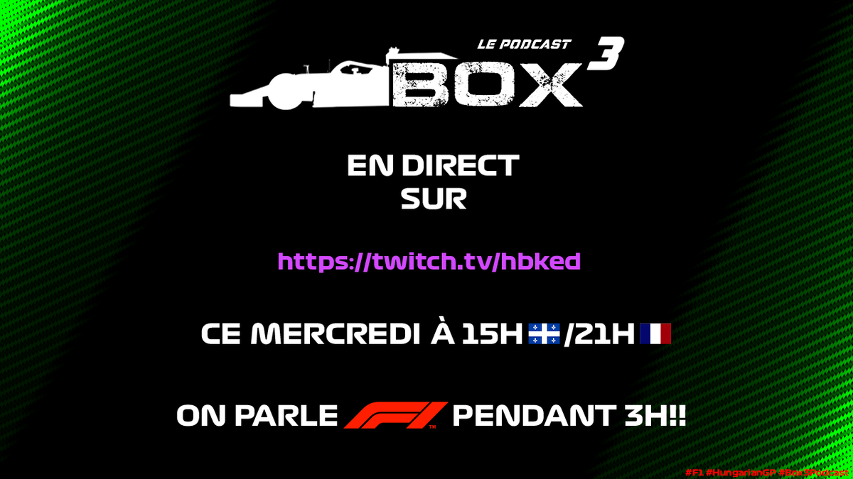 chris__p24's tweet photo. Venez discuter avec nous en live #twitch demain !!!! #Box3Podcast #F1 https://t.co/hQHbhi8JYv
