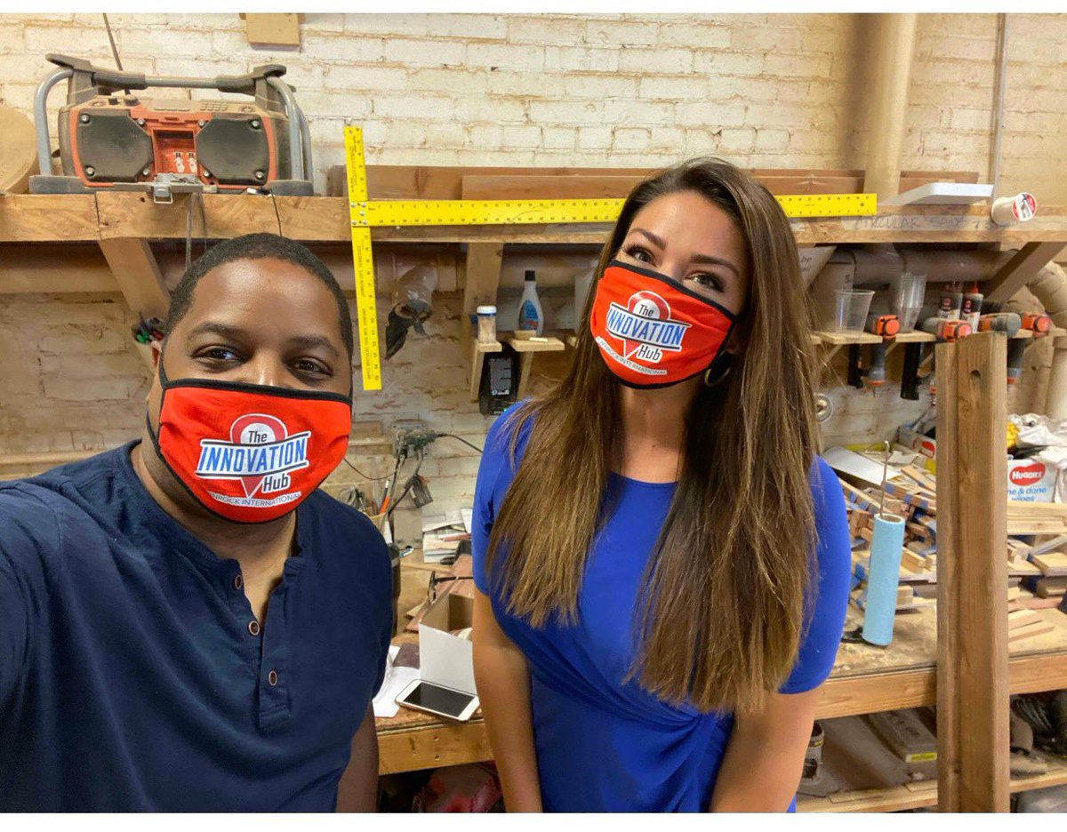 Hilary_TV's tweet photo. MASKED UP at the North Little Rock Innovation Hub. On @KARK4News at 5 I’ll show you how their creators are switching gears to fill a need in our community. #ARnews https://t.co/4MdzJoaYGK