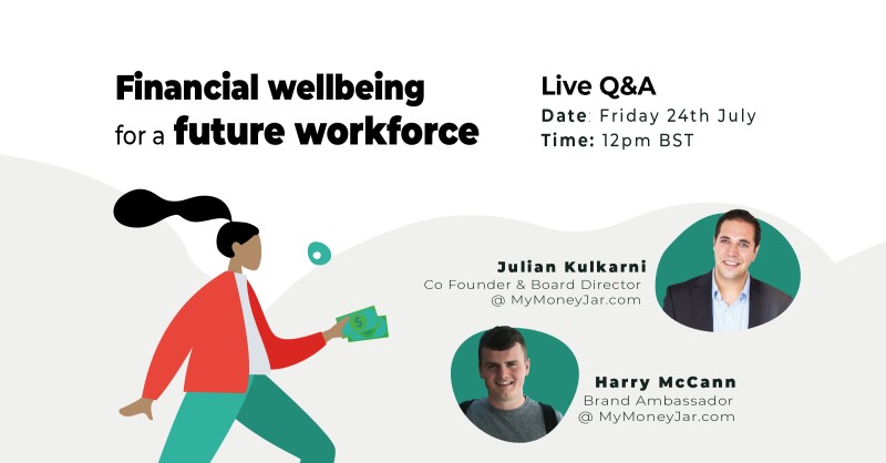I am delighted to be taking part in a Webinar and Live Q&amp;A on Friday (12pm BST) alongside <a href="/juliankulkarni/">Julian Kulkarni</a>.

We'll be discussing Financial wellbeing for a future workforce, and giving an exciting insight into our work at @MyMoneyJar_ 💳

Save your seat: hubs.li/H0sNKSN0