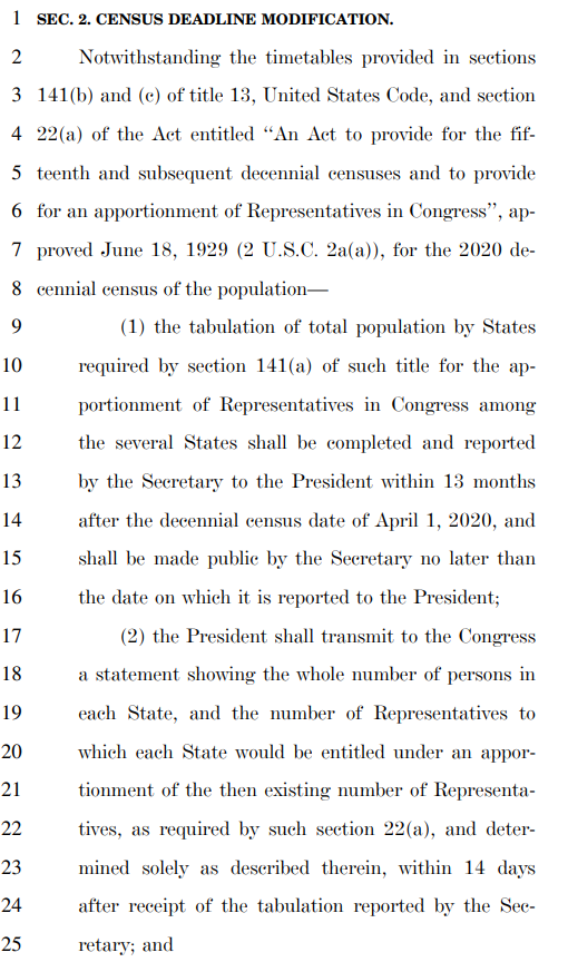 In May, Rep. Maloney and Sen. Harris each introduced bills that would give the Admin till May 2021 to submit its report  https://www.congress.gov/116/bills/hr7034/BILLS-116hr7034ih.pdf