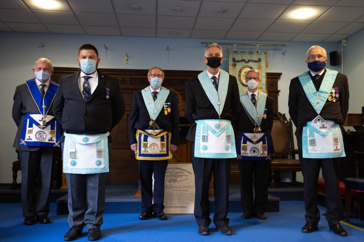 friendshipncare's tweet photo. The Lodge of Friendship and Care held the first Masonic meeting in Sindlesham after the lockdown. We were able to proclaim Bro. David Collis as WM for a second year. Only 6 of us were able to attend, and it was a slightly strange ceremony, but definitely enjoyable and worthwhile. https://t.co/K2MNKPtEYK