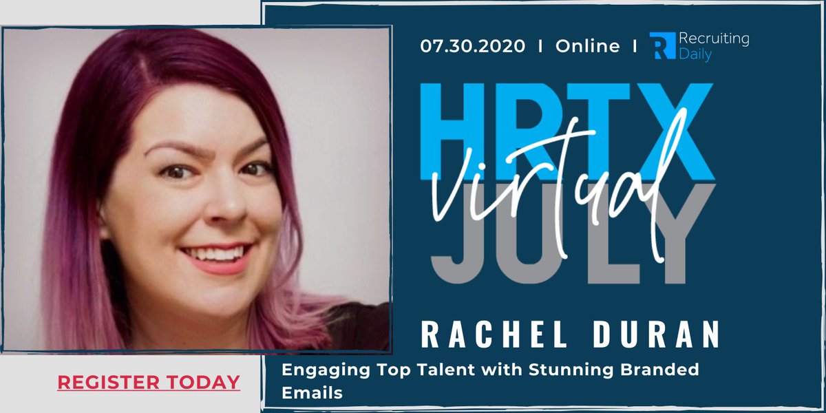TheRachelDuran's tweet photo. I’m so excited to be added to the roster of top notch speakers at #HRTXvirtual! If you’re in recruiting, you won’t want to miss this FREE event next Thursday!
Register here: https://t.co/tmKvWouSHQ
#ebchat #employerbrand #recruitmentmarketing #hrtx https://t.co/ypRZdQwTnk