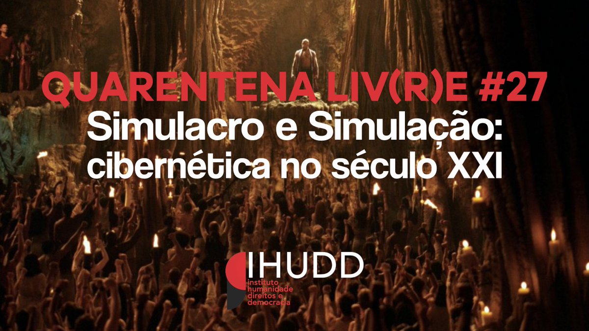 IHUDD2's tweet photo. Quarentena Liv(r)e #27 - *Simulacro e Simulação*: _cibernética_ no século XXI. Você acha que é ar o que você respira? Com Marcos Mendéz (@PopsolutionsCo) hoje às 21:00 em:
https://t.co/gcdGHJ6APL https://t.co/ytwDsKOq9T