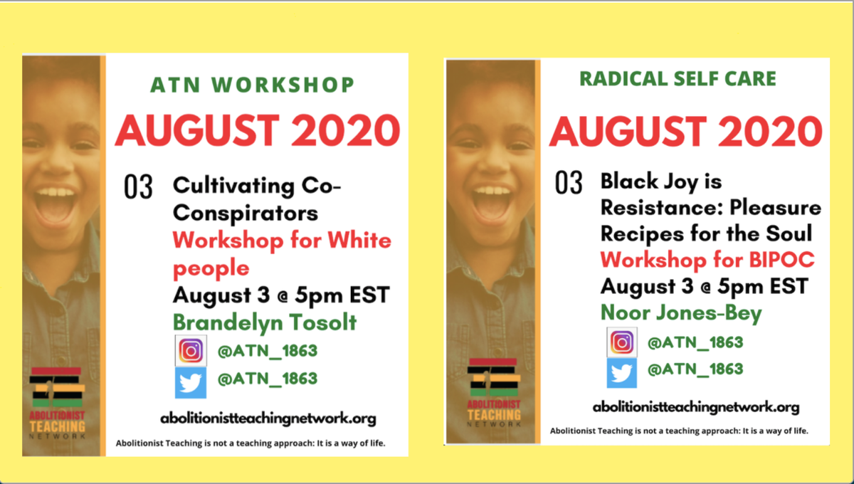 adinashaode's tweet image. Love seeing professional development for teachers that acknowledges that BIPOC and white teachers need DIFFERENT opportunities to situate their work as abolitionist teachers! #fhonline @ATN_1863 #abolitionistteaching