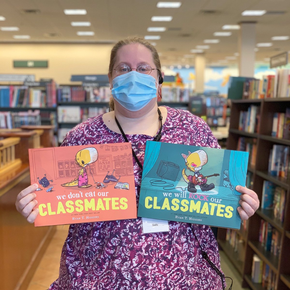 bnappleton's tweet photo. Today is #newreleasetuesday &amp; Sally is #excited for #ryanthiggins having a #newbook #wewillrockourclassmates 📚 Stop in and snack, I mean stock up on all the new titles now in store. #bnmidwest #bnappleton #booksellerreccomendation https://t.co/gY8gW78zEP