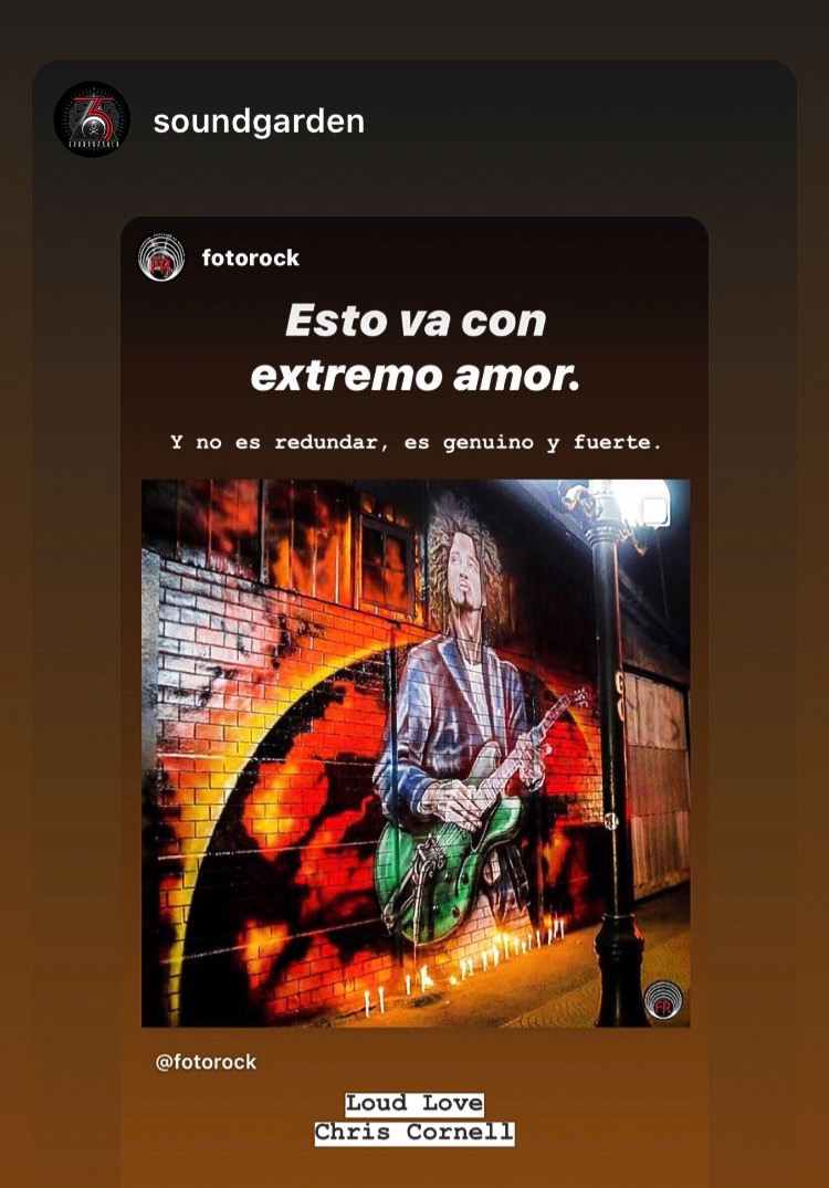 Gracias <a href="/soundgarden/">Soundgarden</a> <a href="/ChrisCornell/">Chris Cornell</a> por recordar cuanto los amamos en Chile. #LoudLove ❤️🖤