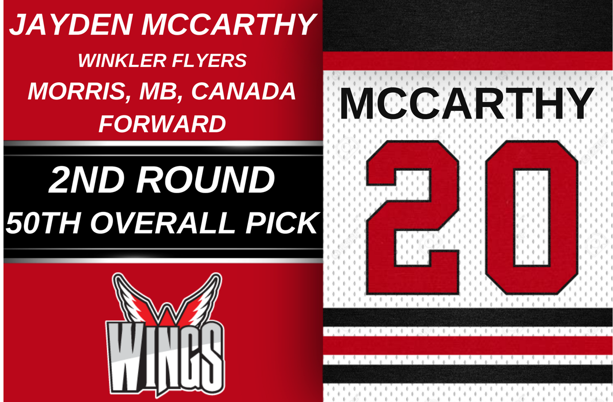AberdeenWings's tweet photo. With our second pick in the 2020-21 @NAHLHockey Draft (50th overall), your Wings have selected forward Jayden McCarthy from Morris, MB, Canada!

#WingsWay #NAHLDraft https://t.co/oOR0oWSXYS