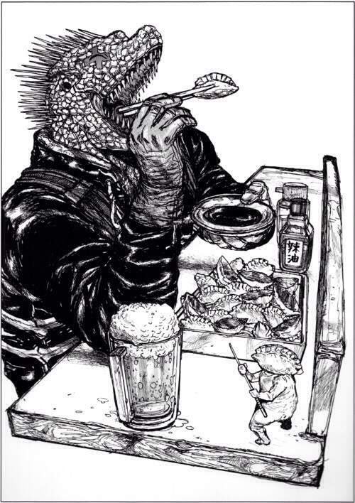 7. Gyoza, and The Gyoza Fairy, also behold! Gyoza is good as hell, and in Dorohedoro it plays a huge part in the story since Nikaido runs a gyoza restaurant and other weird reasons. So if you watch/read Dorohedoro it might make you check out and eat the iconic food for yourself