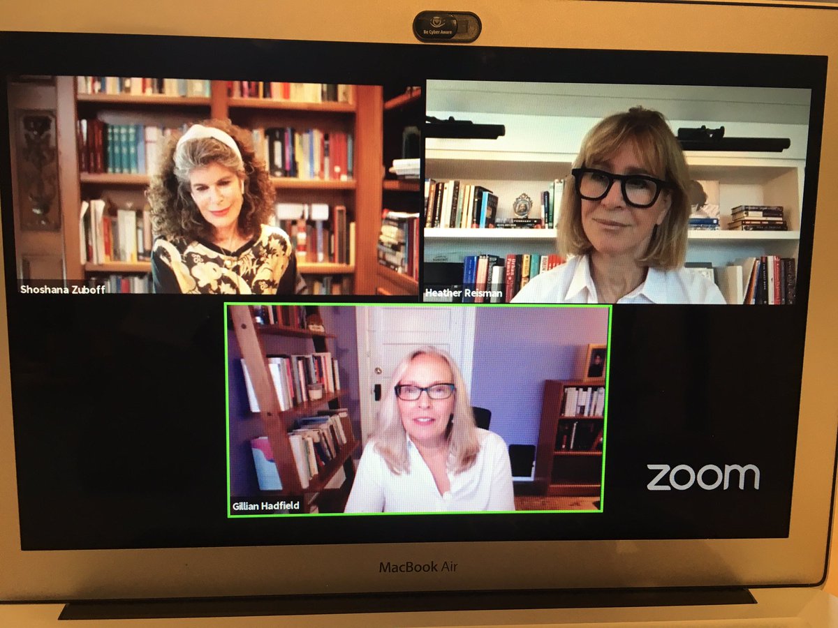mrinmenon's tweet photo. Been looking forward to this conversation between powerhouses  @ghadfield @HeatherReisman and @shoshanazuboff hosted by @TorontoSRI on dark sides of private human experience being computationally commoditized in the marketplace https://t.co/kj81XNrgvW