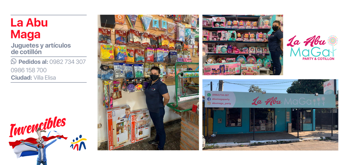 banco_familiar's tweet photo. La Abu Maga, ubicado en Villa Elisa, se dedica a la venta de juguetes y artículos de cotillón. Su espíritu invencible les llevó a adaptarse, sumando el servicio de delivery de sus productos.  Si sos de la zona, realizá tus pedidos por WhatsApp al: 0982734 307 / 0986158 700 📲 https://t.co/H0HWYe0RiL