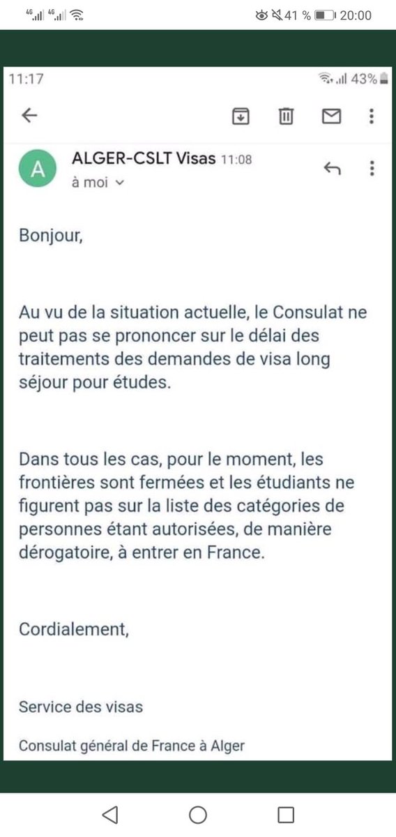 meriem_khelfa's tweet photo. #ouvrez_nous_les_frontières_visa_campusFranceAlgérie2020

Depuis le 28 juin aucun traitement, aucune réponse !

Nous sommes dans le flou, nous voulons une solution!

@CCastaner @CampusFrance @CampusFrance_DZ @ambafrancealger @JY_LeDrian https://t.co/DVysTKvLsf
