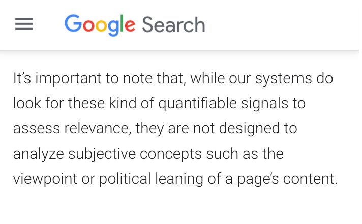 Today’s issue affected sites representing a range of  content and different viewpoints. Our ranking systems don’t index, rank or classify content based on political lean, as we’ve explained in our How Search Works site: google.com/search/howsear…