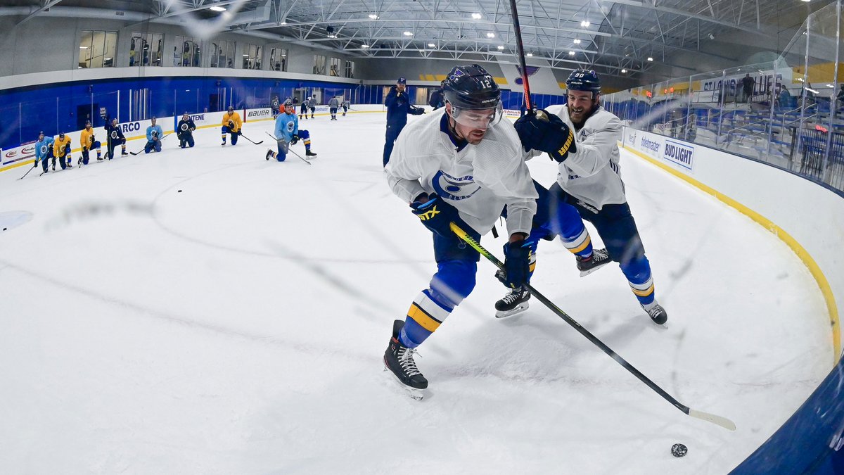 Think the boys are happy to be back on the ice? #stlblues