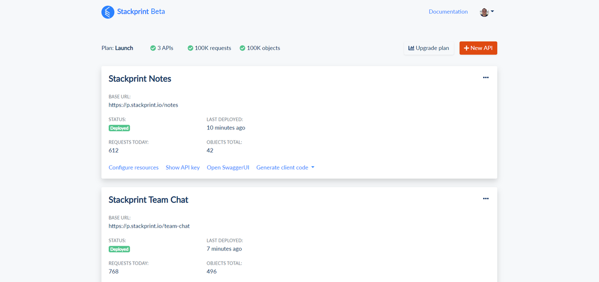 stackprintio's tweet photo. The new Stackprint Console UI is live✨It brings many improvements that will help you get started building APIs a lot easier (and prettier)😁 #NoCode #indiedev #startup #madewithangular https://t.co/01Ip77DBaI