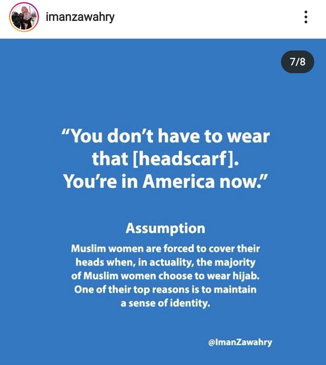 Sadly, I've been told this statement by none other than Muslim women. I've been told that I should at least consider not wearing my scarf too tight, that I should simply wrap it as a turban. I've been given advice that I didn't ask for.