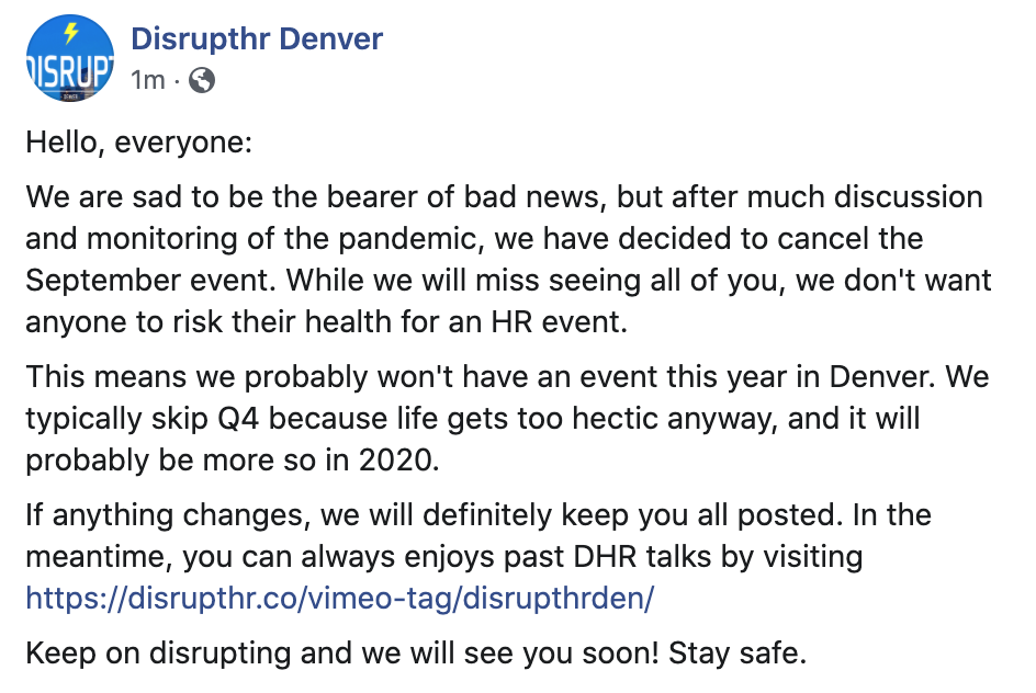 disrupthrDENVER's tweet photo. Update from your #disrupthrDEN team (tl;dr - we had to cancel) https://t.co/VQKPGST9N9