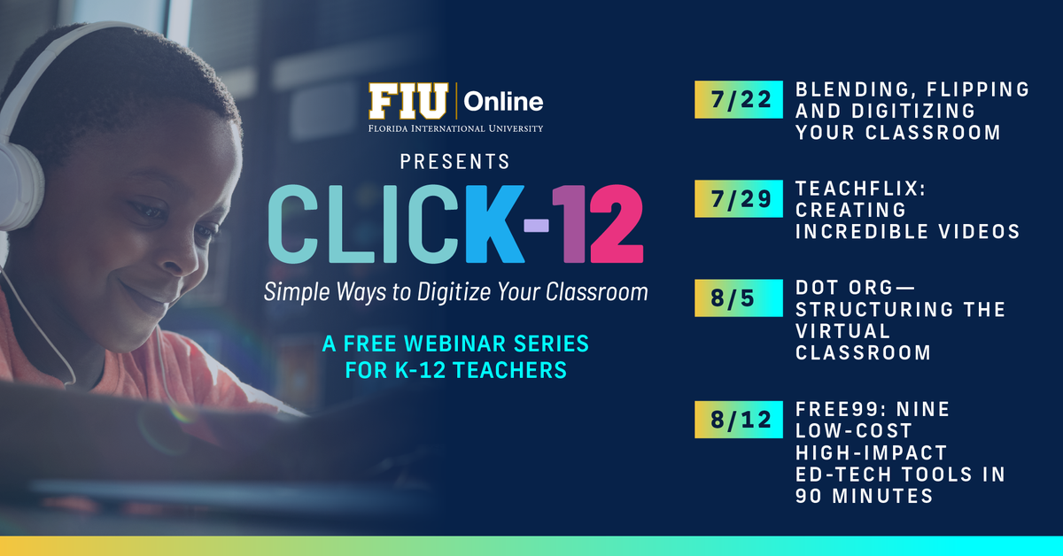 FIUonline's tweet photo. Join us for our first session tomorrow @ 10 a.m. It's completely free to register! Don't miss out: https://t.co/sZy26tUrP4 #k12
#k12teachers #onlinelearning https://t.co/XpWotybgwZ