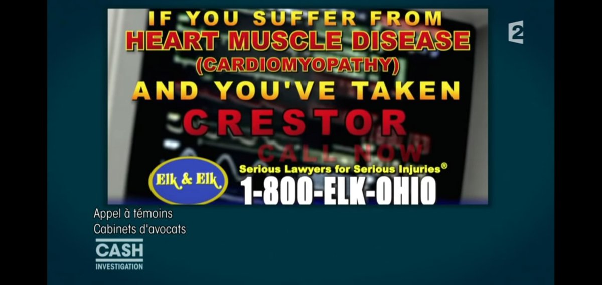 Sauf que le Crestor c'est dangereux. Voilà le genre de message qu'on a pu voir à la TV US.
