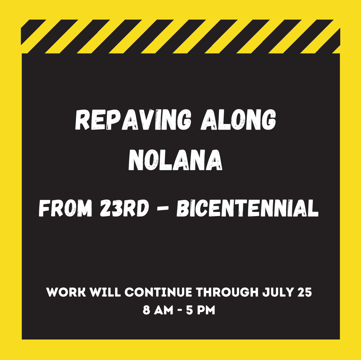 CityofMcAllen's tweet photo. 🚧 Motorists please be advised: alternating lane closures and delays expected. If possible, find alternate route.
#DriveSafe https://t.co/D61iyTorZC