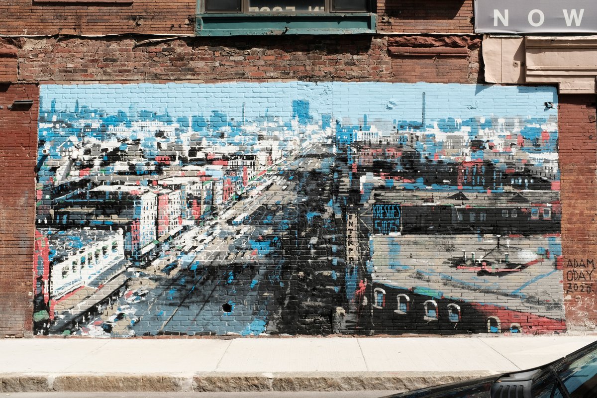 CentralSQBID's tweet photo. Say #HelloAgainCentral to one of our newest murals on the corner of Essex &amp; Mass Ave by Adam O'Day &amp; Shane Leonard, featuring a view of Mass Ave in 1929.
Support Adam’s work at: https://t.co/di54yho8Yf https://t.co/VKnxtDjqXu