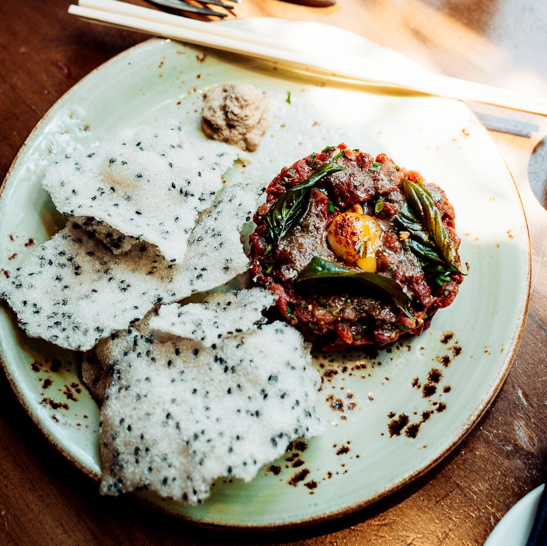 LittleSisterDT's tweet photo. beef tartare, viet herbs, fried aromatics, quail egg, sesame rice cracker - keepin' things cool in the heat
.
.
.
.
.
#littlesisterDTLA #eaterLA #foodies #losangeles #YelpLA #DTLA #latimesfood #dtlaeats #bestfoodLA #laeats #eatingLA #lafoodie #noleftovers #happeningindtla https://t.co/JMl9ImkzbL